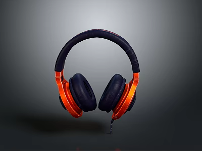Ergonomic Gaming Headset With Over Ear Design Black And Orange Wired Connection 3d model