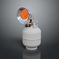 Portable Gas Heater With White Cylinder And Orange Heating Lamp For Household Use