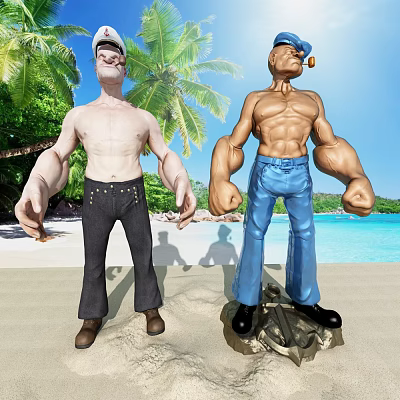 Modern Game Character Popeye Muscle Man Strong Pipe 3d model Modern Game Character Popeye Muscle Man Strong Pipe 3d model