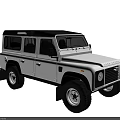 Classic Off Road Car With Silver Body Black Roof Large Tires And Round Headlights