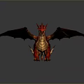 Striking Fantasy Red Dragon Character With Spread Wings Golden Scales And Sharp Horns