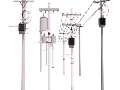 Essential Road Infrastructure Featuring Utility Poles Transformers And Power Lines 3d model