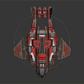 Red Futuristic Cosmic Spaceship With Aerospace Design And Complex Wing Structure 3d model