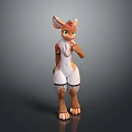 3D Fox Sculpture With Orange White Fur Green Eyes And Standing Pose Details