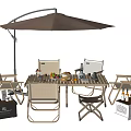 Outdoor Dining Table and Chairs Set With Umbrella Fresh Fruits and Storage Boxes