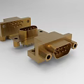 Durable Industrial Equipment Golden Metal Connectors with Multiple Pins and Mounting Holes
