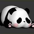 Cute Adorable Cartoon Panda Character in Lying Pose with Pink Paws for Game or Movie