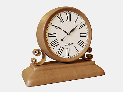 Decorative Wooden Mantel Clock with Roman Numerals London Brand Curved Base 3d model