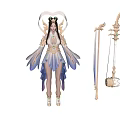 Fantasy Game Character With Ornate Outfit And Weapon