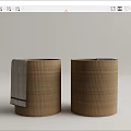 Round Woven Storage Baskets With Gray Striped Towel On Natural Design