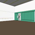 Modern Fitness Studio Interior Featuring Green Walls Dancer Posters Ballet Barre And Exercise Ball