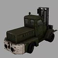 Green Military Style Forklift Truck With Cabin And Front Loading Forks For Industrial Material Handling