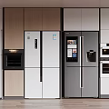 Modern Kitchen With Built in Refrigerators Freezers And Wooden Cabinets Appliances