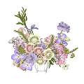 White Ceramic Vase Featuring Colorful Flowers Pink Roses Purple Carnations And Yellow Lilies