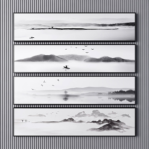 New Chinese Landscape Painting Decorative Hanging Painting 3d model