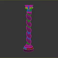Black and Gold Decorative Column With Twisted Spiral Design And Ornate Top 3d model