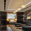 Elegant Modern Bedroom Furniture Showroom With Bed Sofa And Display Shelves