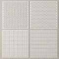 White Perforated Panels With Various Hole Patterns And Grid Layout Designs