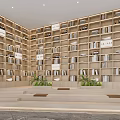 Modern Sales Office Negotiation Area With Full Wall Wooden Bookshelf And Comfortable Elegant Seats
