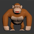 Cartoon Style Orange Gorilla 3D Sculpture in Standing Pose with Shiny Surface