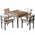 Square Wooden Entertainment Table With Four Chairs And Circular Center Design