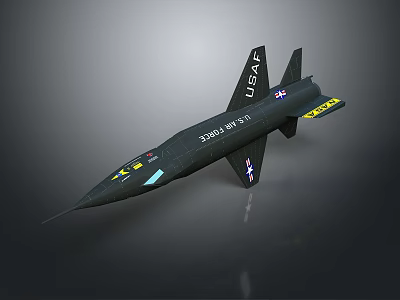 USAF 534th FS Military Jet Fighter With Black Body And Star Badge 3d model