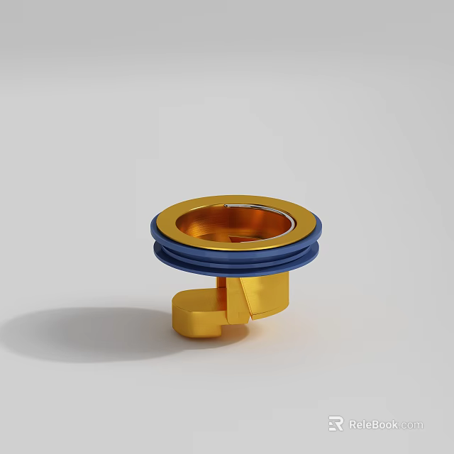 Industrial Gold And Blue Metal Circular Component With Base Structure 3d model