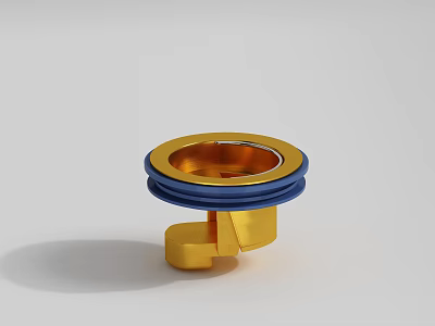 Industrial Gold And Blue Metal Circular Component With Base Structure 3d model