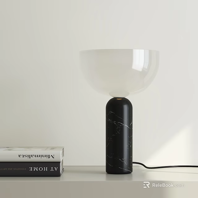 Transparent Glass Shade Desk Lamp With Black Marble Base For Modern Interior Decor 3d model 