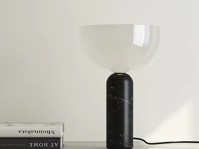 Transparent Glass Shade Desk Lamp With Black Marble Base For Modern Interior Decor 3d model