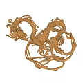 Ornate Golden Dragon 3D Model With Intricate Scales And Curved Tails