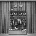 Display Shelf With Lingerie Bras Panties Hanging Clothes Accessories On Wooden Wall