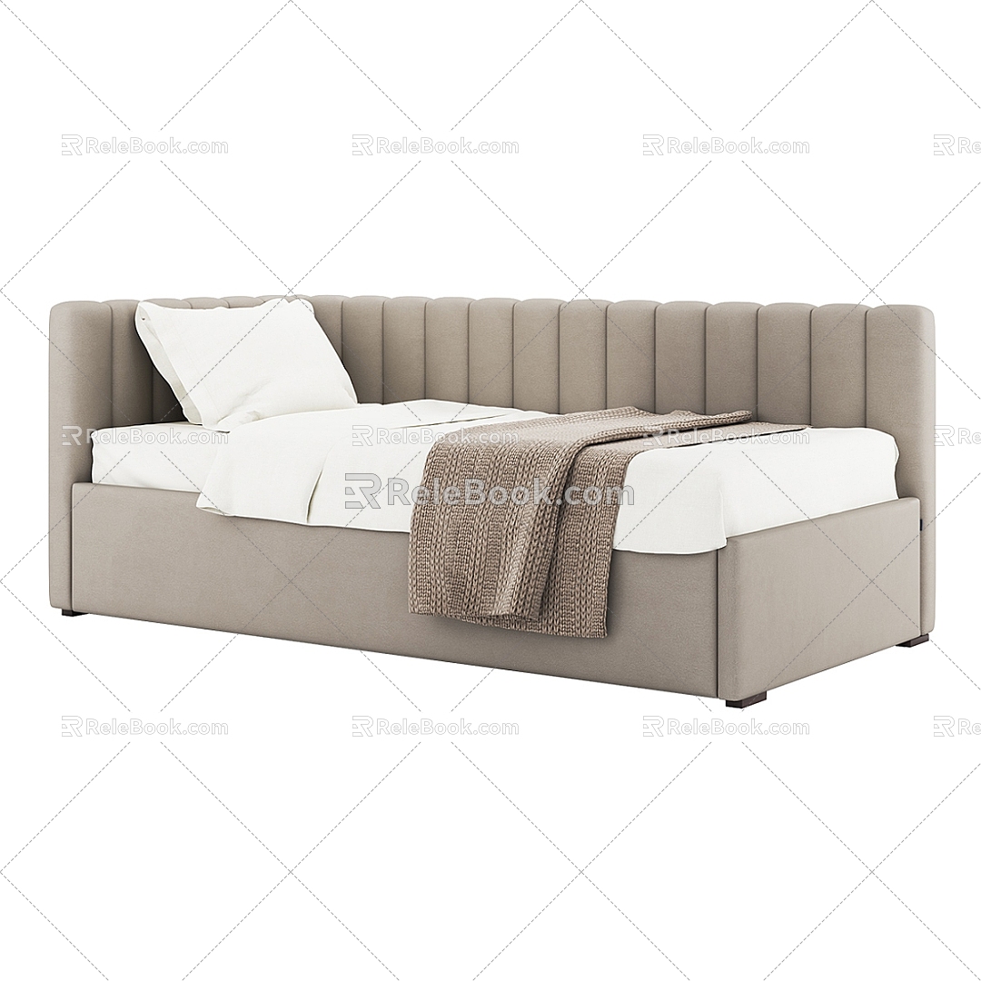 Modern Simple Single Bed 3d model