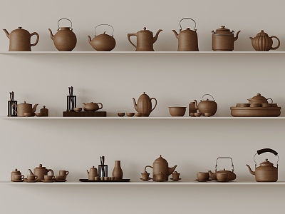 New Chinese Teapot Tea Set Tea Cup Combination 3d model