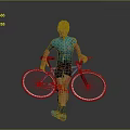 Man in Blue Cycling Jersey and Helmet Standing Next to Bicycle with Cycling Shoes
