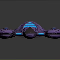 Futuristic Purple Spaceship With Glowing Blue Details And Streamlined Design For Cosmic Exploration