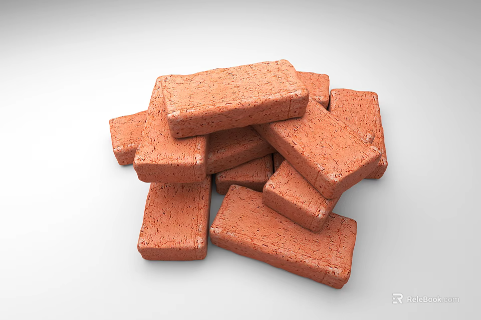 Stacked Textured Red Bricks as Essential Building Component for Construction Projects 3d model 