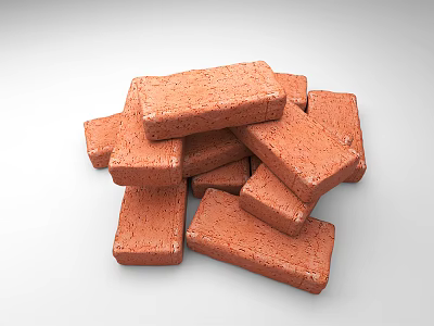 Stacked Textured Red Bricks as Essential Building Component for Construction Projects 3d model