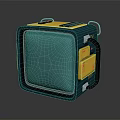 Vintage Portable Computer With Green Yellow Exterior Display Screen And Handle