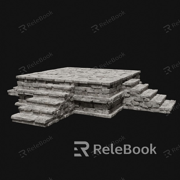 Stone Pedestal Platform Stone Stairway Remains Monuments Architecture model