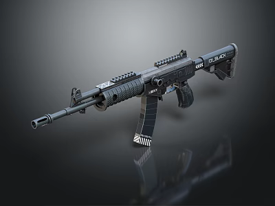 Tactical Black Assault Rifle With Modern Rail System Detachable Magazine And Barrel 3d model