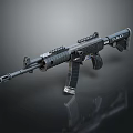 Tactical Black Assault Rifle With Modern Rail System Detachable Magazine And Barrel
