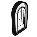 Modern Arched Sliding Doors With Black Frames And Glass Panels 3d model