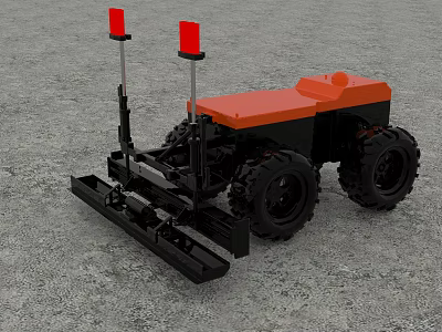 Industrial Equipment Featuring Orange Top Two Red Warning Lights Large Wheels And Black Mechanical Structure 3d model