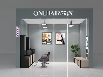 ONLHAIR Hair Salon Interior Design With Styling Chairs Mirrors And Green Plants 3d model