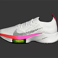 White Athletic Sneakers With Knit Upper Neon Pink And Green Accents Design