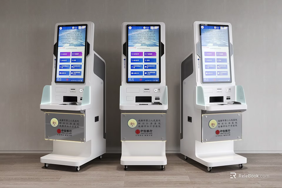 Hospital Outpatient Self Service Kiosks For Patient Check in And Registration 3d model 