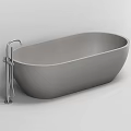 Modern Gray Freestanding Bathtub Design With Sleek Surface And Chrome Faucet
