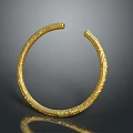 Golden Open Design Bracelet With Intricate Carved Patterns Shiny Surface For Daily Use