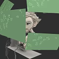 Man Partially Hidden By Green Code Blocks In Digital Black Background Scene